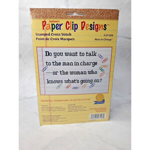 Janlynn Paper Clip Designs Stamped Cross Stitch Kit 27-108 Man In Charge 14x10